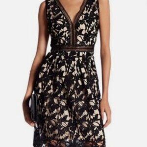 Romeo & Juliet Couture BLACK Lace Midi Dress